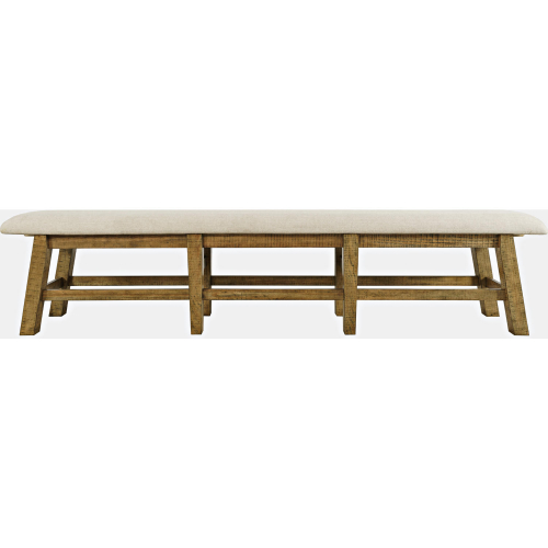 Telluride 85" Dining Bench in Distressed Pine & Neutral Fabric